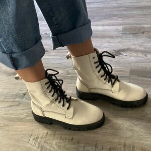 ASOS Cream Combat Boots with Black Soles